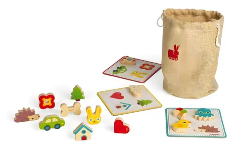 JANOD Pexeso Memory-Spiel / Holz / 21 Teile / 2-5 Spieler / ab 3 Jahren