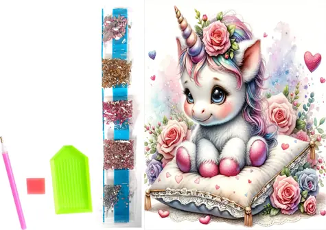 Norimpex Diamantmalerei Blume Einhorn / 23x30 cm