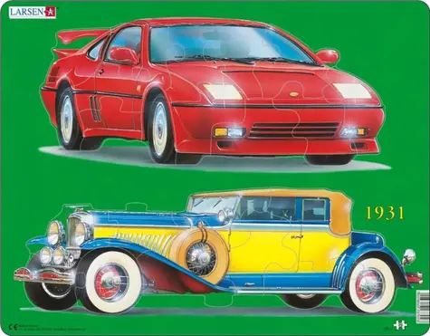LARSEN Puzzle Cars - Geschichte und Gegenwart / 25 Teile / Spielbrett