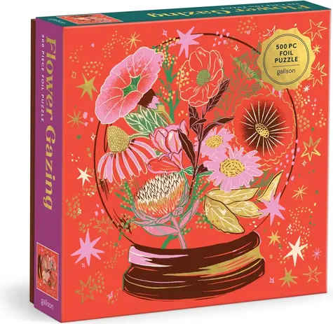 Galison Metallisches Quadratpuzzle Flower Therapy / 500 Teile