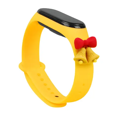 Hurtel Weihnachts-Silikonarmband mit Glöckchen, gelb / Armband / für XIAOMI Mi Band 5/6