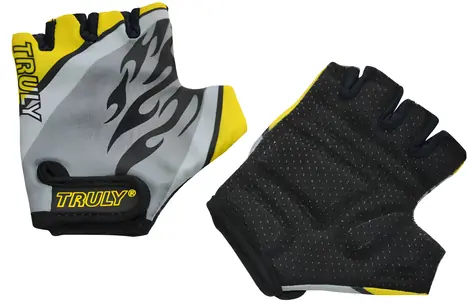 RULYT Fahrradhandschuhe TRULY JUNIOR gelb, Größe 4 / Kinder / Gepolsterte Handflächen / Klettverschluss