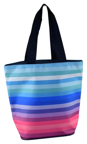 RULYT Gestreifte Strandkühltasche / Kühltasche / 20 l / 37 x 34 x 16 cm / 600D Polyester