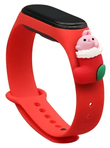 Hurtel Weihnachtsarmband mit Schutzhülle für XIAOMI Mi Band 3 und 4, rot / Armband / Silikon / Weihnachtsmotiv