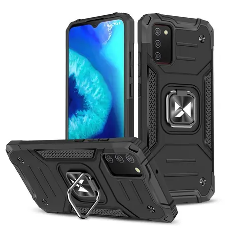 Wozinsky Ring Armor schwarz / Handyhülle / Hybrid / Magnethalterung / Samsung Galaxy A03s