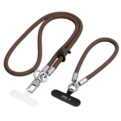 Tech-Protect C10S braun-titan / Handy-/Umhängetasche / 114 cm + Handgelenkschlaufe 31 cm