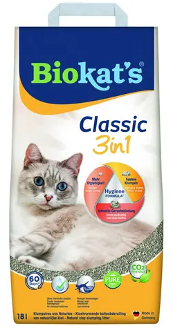 BIOKAT'S Classic Katzenstreu 18 l / Klumpend / 100 % natürlicher Ton