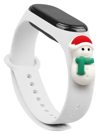 Hurtel Weihnachtsarmband mit Schneemann für XIAOMI Mi Band 3 und 4, weiß / Armband / Silikon / Weihnachtsmotiv