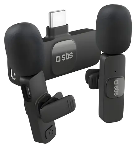 SBS Lavalier-Mikrofone mit USB-C-Empfänger, schwarz / Mikrofon / 2er-Set / USB-C
