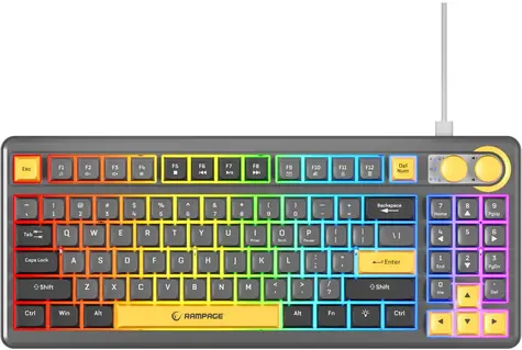 Rampage Cyclone Knob schwarz / Gaming-Tastatur / kabelgebunden / Membran / RGB-Hintergrundbeleuchtung / 90%-Layout