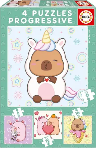 Educa Puzzle CapyFun 4in1 / (6, 9, 12 und 16 Teile) / 16x16 cm