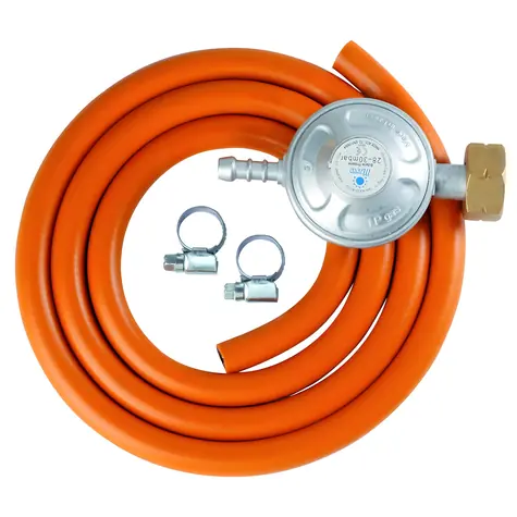 Meva Gasflaschenanschlussset / Druckminderungsventil / 37 mbar / 1,5 m Schlauch