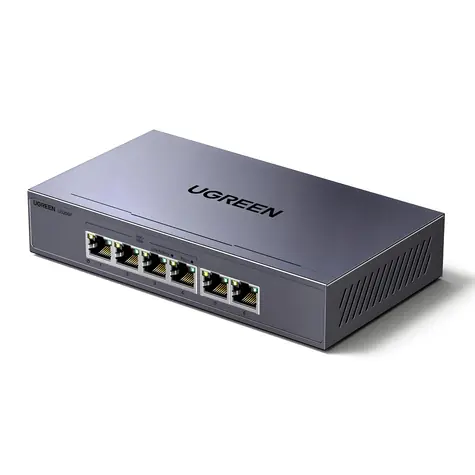 Ugreen Switch 6- Port PoE grau / Switch / 6x Gigabit Ethernet / PoE
