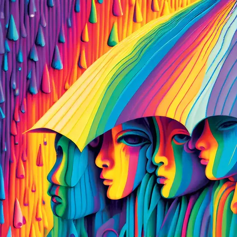 YAZZ Quadratisches Puzzle Regenbogen / 1023 Teile / 60 x 60 cm