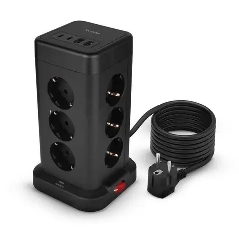 Huslog Ladestation 15W schwarz / 12 Steckdosen / 2x USB-C / 2x USB-A