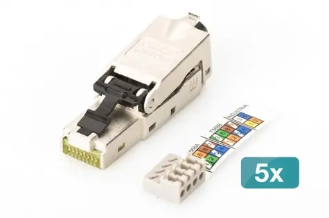Digitus DN-93631-5 silber / RJ45 Stecker / CAT6A STP / Feldmontage / 5 Stück.
