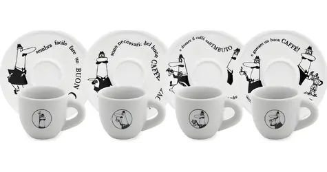 Bialetti Carousel / Set Espressotassen mit Untertassen / 4-teilig