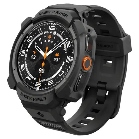 Spigen Rugged Armor Pro Schutzhülle, matt schwarz, mit Armband / Samsung Galaxy Watch Ultra 2 47 mm