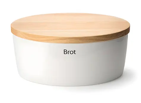 Continenta Brotkasten XXL weiß / Brotkasten / Keramik und Holz / 36 x 23 x 15,5 cm