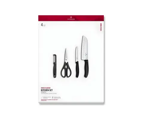 VICTORINOX Swiss Classic Küchenset, 4-teilig, schwarz / Küchenset / Geschenkbox