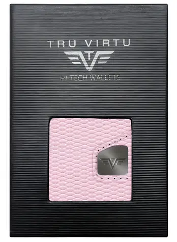 TRU VIRTU Click & Slide Rhombus Rosé/Silber / Geldbörse / RFID-Schutz / Leder und Aluminium / 5 Karten