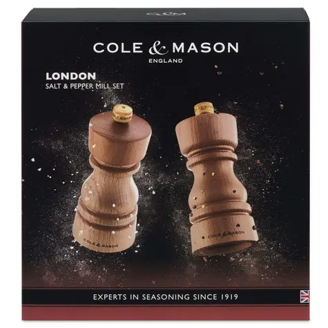 Cole&Mason London Salz- und Pfeffermühlen-Set aus Buchenholz / 13 cm