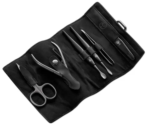 Boker Reise-Maniküre-Set / Maniküre-Set / 6-teilig / Edelstahl / Lederetui