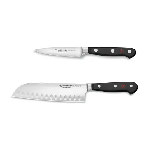 Wüsthof CLASSIC Messerset, 2-teilig / Santoku 17 cm + Gemüsemesser 9 cm / geschmiedeter Stahl / Solingen