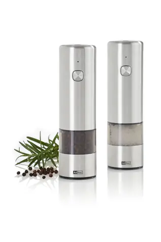 ADHOC i.Mill Salz- und Pfeffermühlen-Set / Edelstahl / USB-C-Ladeanschluss / CeraCut-Keramik / 17 cm