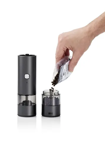 AdHoc i.Mill Duo dunkelgrau / Salz- und Pfeffermühle / USB-C / Keramikmahlwerk / Höhe 23,5 cm