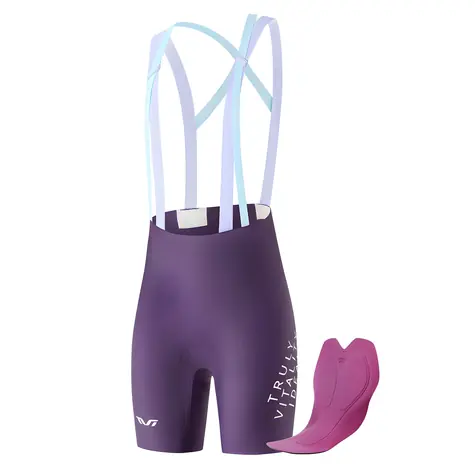 Rockbros YDDK017-1 lila / Damen-Radhose mit Trägern / Mit Sitzpolster / Größe S