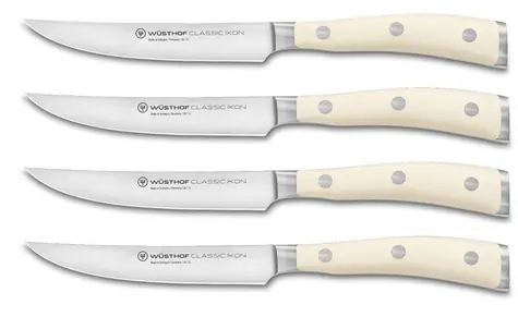 Wüsthof CLASSIC IKON Creme 4er-Set Steakmesser 12 cm / Steakmesser / gerade Klinge / 58 HRC