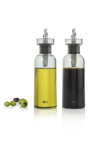 AdHoc AromaPour Öl- und Essigspender-Set aus dunklem Glas / 300 ml / Borosilikatglas / 4-in-1-Verschluss