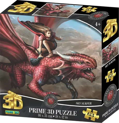 Prime 3D-Puzzle Drachenreiter / 3D-Effekt / 63 Teile