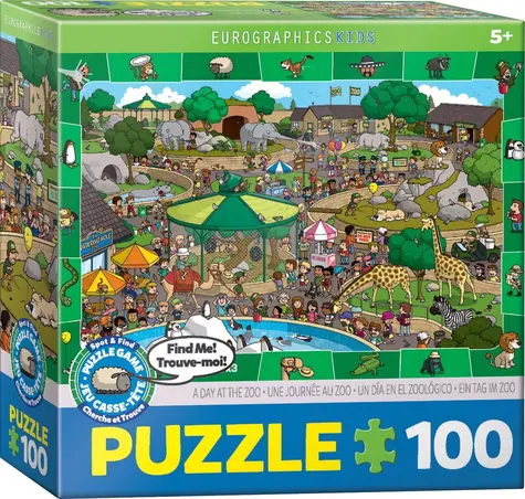 EUROGRAPHICS Puzzle „Suchen & Finden“ - Ein Tag im Zoo / 100 Teile / 48,3 × 33 cm
