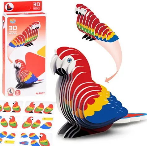 JOKOMISIADA 3D-Puzzle Papagei / 24 Teile / 3D-Modell / 6,5 x 4,5 x 4 cm