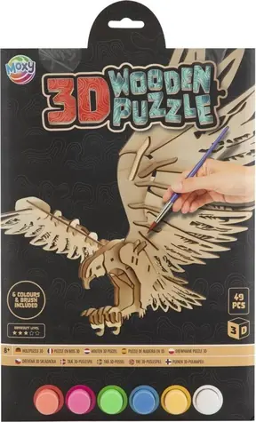 MOXY 3D-Malpuzzle aus Holz - Adler / Ohne Klebstoff / Selbstfärbend / Naturmaterial
