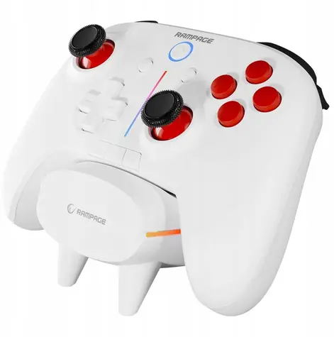 Rampage Hydra Pro weiß / Gamepad / Kabellos / RGB / Hall-Sensor / Magnetische Trigger / Ladestation