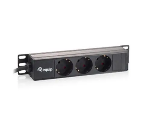Equip " schwarze Steckdosenleiste / PDU / 1U / SCHUKO - 3x CEE 7/5 / 16 A / 3500 W