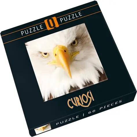 CURIOSI Quadratisches Puzzle Q Tier: Adler / 66 Teile / Quadratische Teile / 12,5 × 12,5 cm