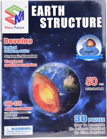 JOKOMISIADA 3D-Puzzle Planet Erde - Struktur / 50 Teile / ohne Klebstoff