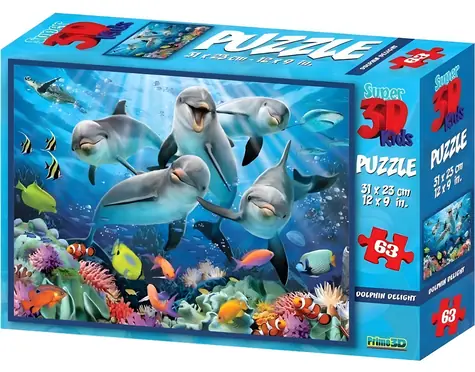 Prime 3D-Puzzle Delfinfreude / 3D-Effekt / 63 Teile