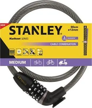 Stanley Fahrradschloss, mittelgroß / Zahlenschloss / 90 cm /  12 mm / 4-stellige Zahlenkombination