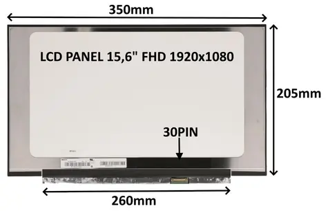 15,6" SIL LCD-Panel FHD IPS matt / Ersatzteil / 30-PIN / ohne Griffe / LED