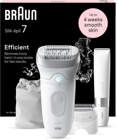 Braun Silk-épil 7 7-441 weiß-silber / Epilierer / Li- ION -Akku / Ladekabel