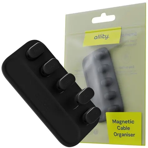 Allity ASA-410 schwarz / Kabelorganizer / Silikon / Magnetbefestigung / 3M selbstklebend