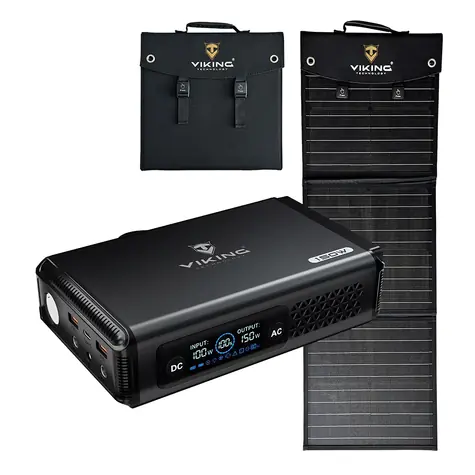 Viking VALI150 + L60 PD / Powerbank und Solarpanel-Set / 9600 mAh / 138 Wh / 150 W / Solarladung 60 W