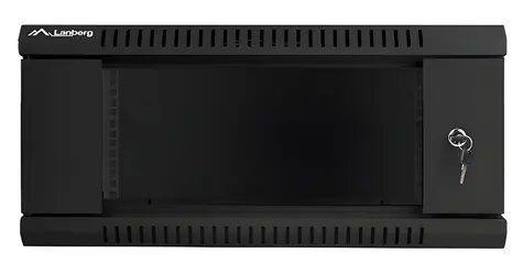 Lanberg WF01-6404-10B schwarz / Wandschrank / 19" / 4 HE / 600 × 450 mm / Glastür / flach verpackt