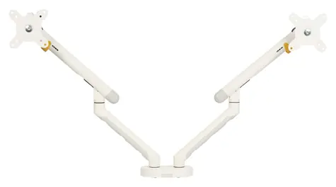 BakkerElkhuizen BE Flexibler Doppelmonitorarm, weiß / für 2 Monitore / VESA 100x100 / Tragfähigkeit 2x10 kg