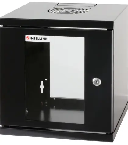 Intellinet Wandrack 10" schwarz, montiert / Rack / 6 HE / 300 x 300 mm / Tragfähigkeit 60 kg
